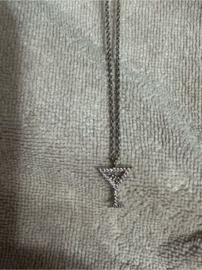 Uncommon James Silver Crystal Martini Glass Necklace